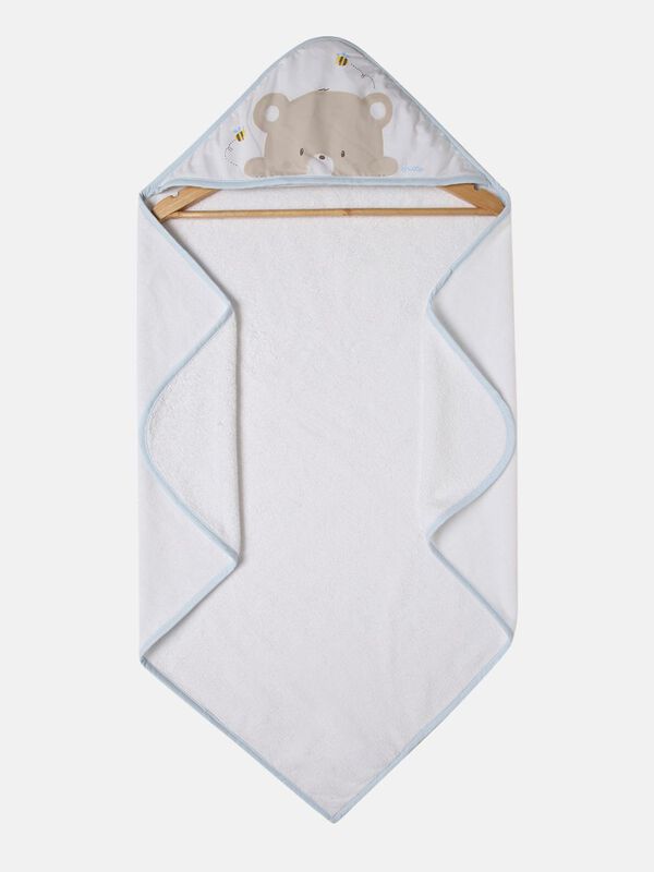 White and Blue Terry Towel With Hood image number 1